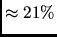 $\approx 21\%$